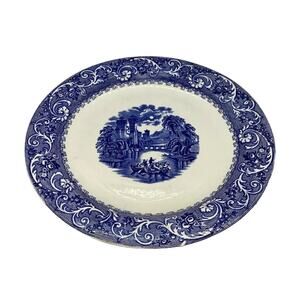 Late 19th Century Ridgways 12 1/2” Chop Plate Blue And White Rhine Transferware